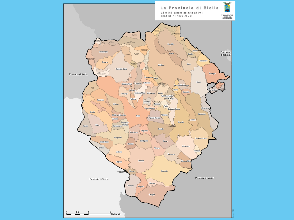 Carta dei comuni della Provincia di Biella
