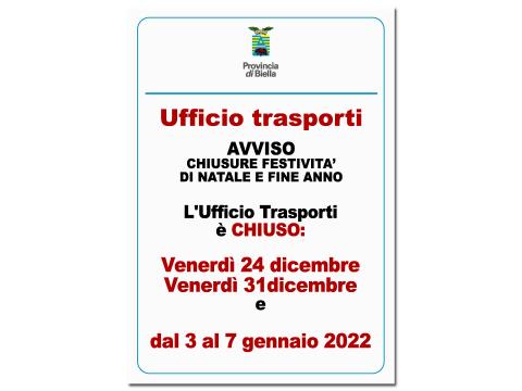 Ufficio trasporti, in pausa per le festività