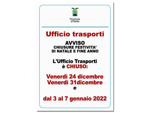 Ufficio trasporti, pause per le festività