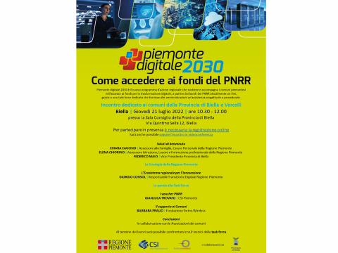 Piemonte digitale 2030, come accedere ai fondi del PNRR